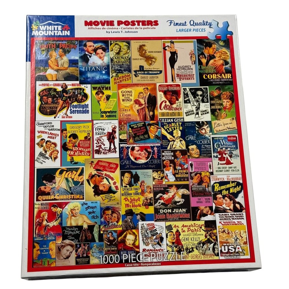 White Mountain Puzzles Movie Posters 1000 Piece Puzzle Lewis T Johnson UNCOUNTED